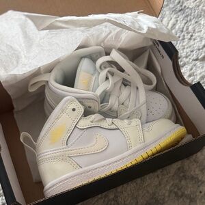 Nike Kids White and Yellow High-Top Sneakers